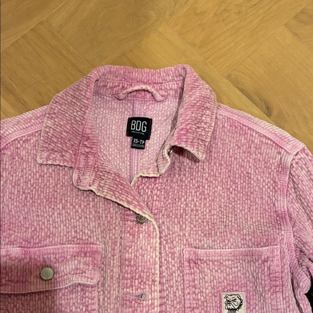 Pink Textured Button-Up Jacket - image 7